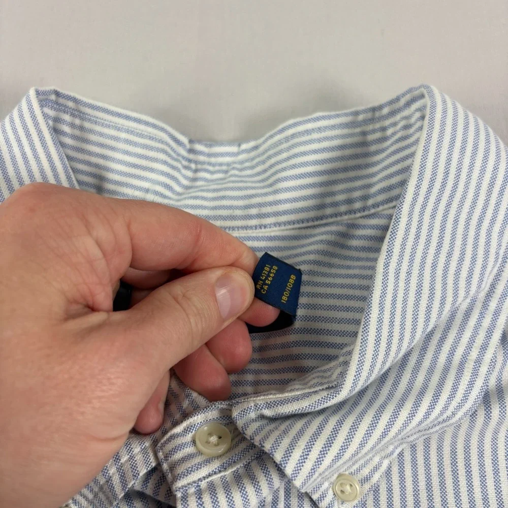 Polo Ralph Lauren Shirt Mens 2XB Big Blue Striped Flesh Pony Button Up